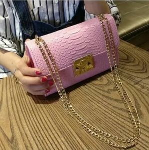 Crocodile Clutch Gold Chain Shoulder Bag